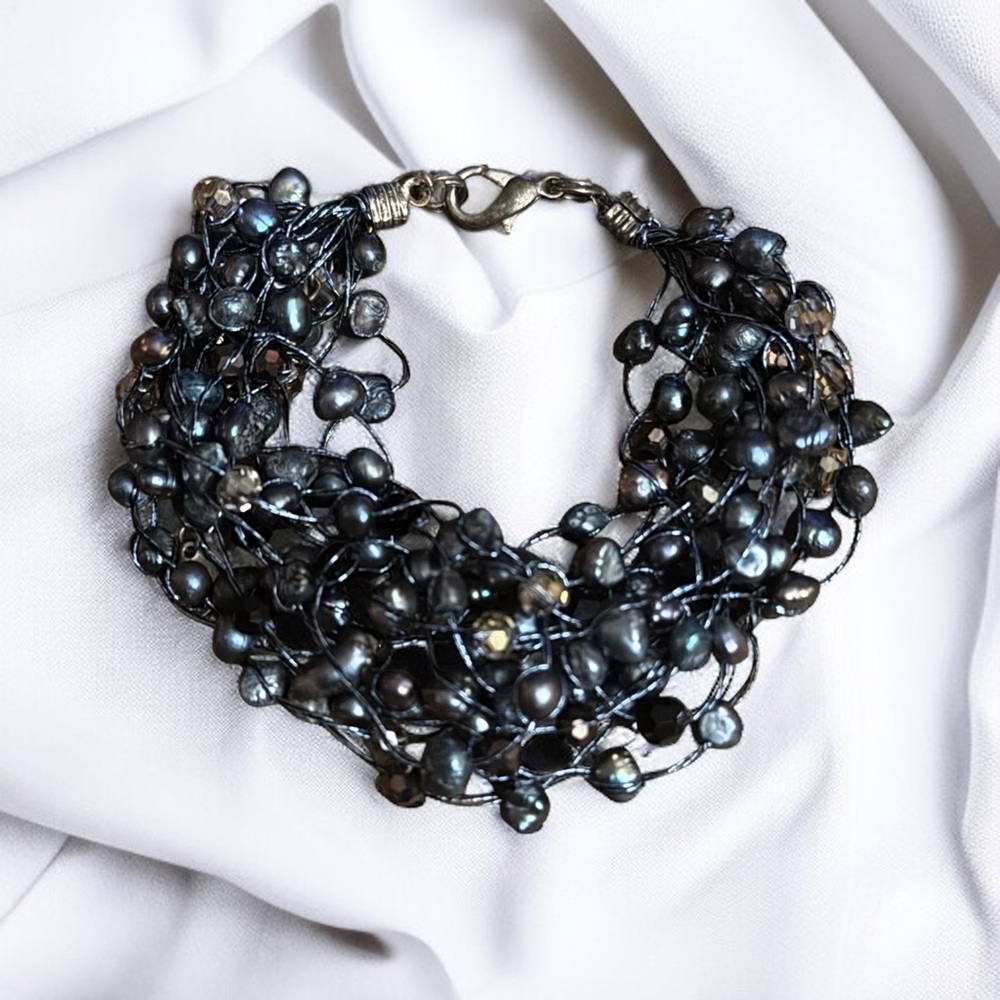 Multi strand gray freshwater pearl bracelet